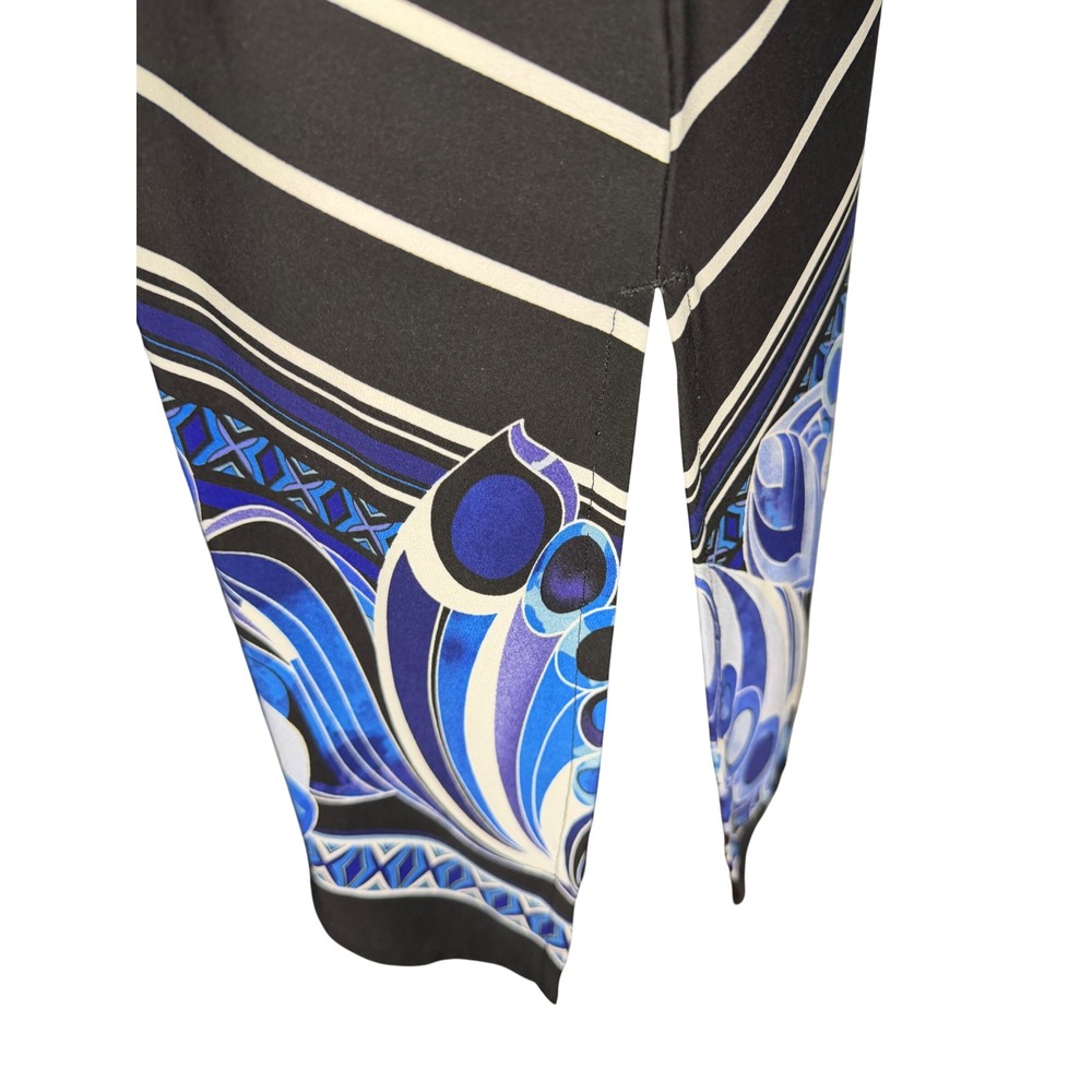 Chico's Travelers Women 2/L Black White Striped Blue Paisley Asymmetrical Tunic - Picture 4 of 12